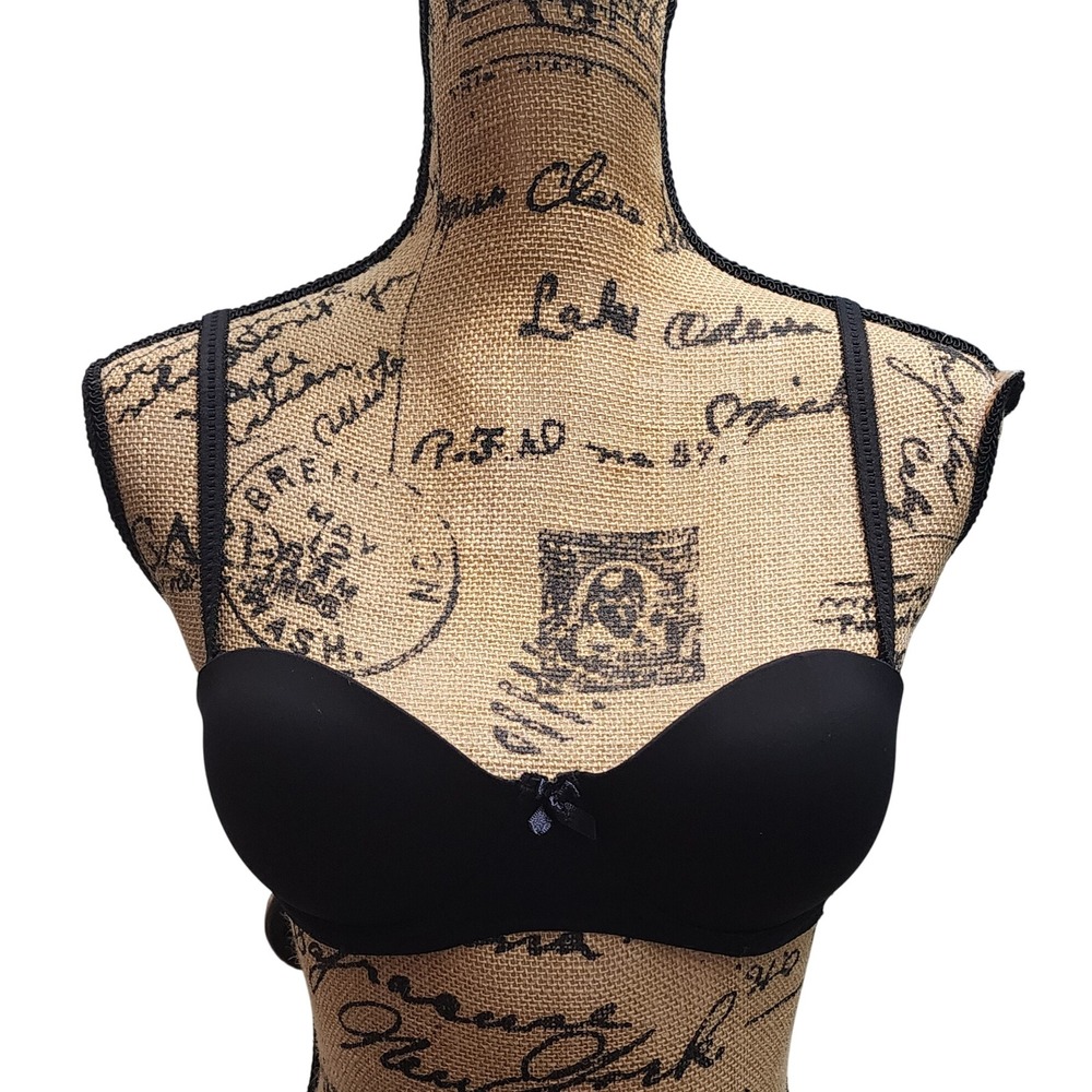 Tahari‎ Black Strapless Sweetheart Neck Bra with Bow Detail Size 34B